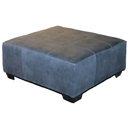 Contemporary Ottoman with Tapered Block Feet